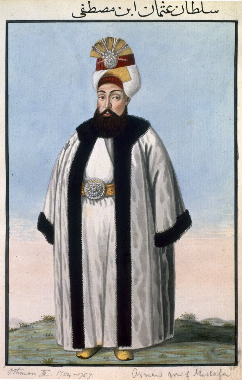 奥斯曼（奥斯曼）三世（1699-1757）苏丹1754-57，来自“土耳其皇帝肖像系列”，1808年 作者 约翰·杨