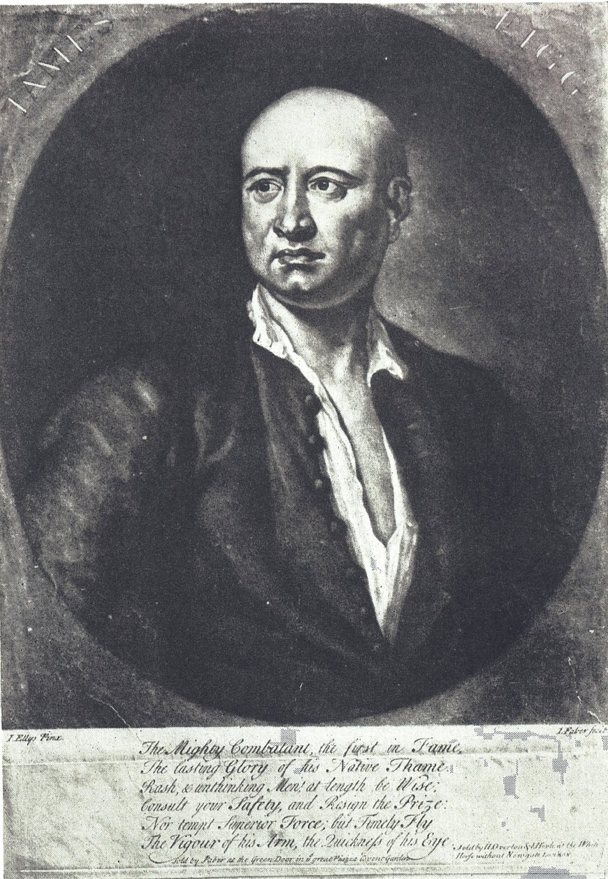 詹姆斯-菲格，英国第一位赤手空拳的拳击冠军，死于1734年（雕刻）。 作者 约翰（后）埃利斯
