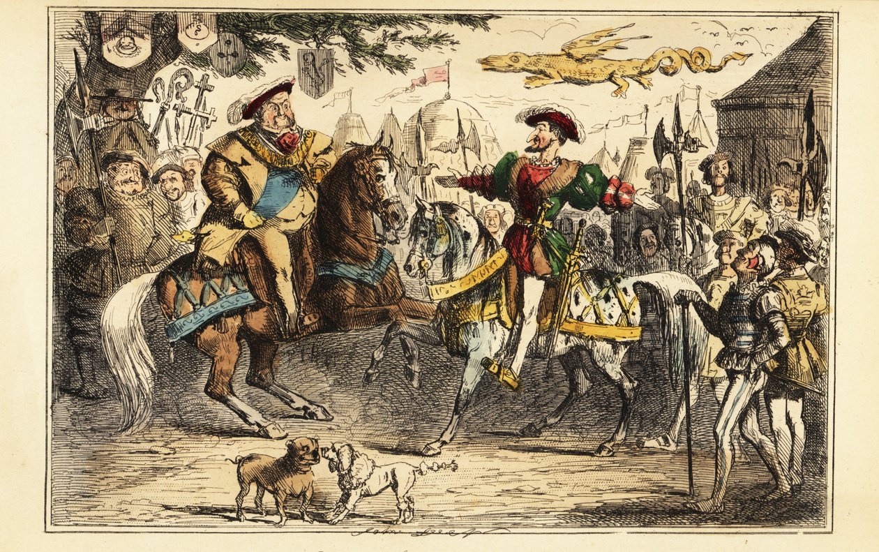 1520年6月7日，英国亨利八世在金布球场与法国弗朗西斯一世在马背上会面。 作者 约翰（后）里奇