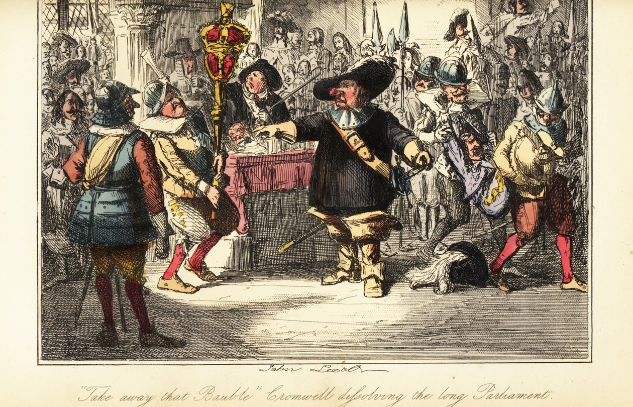 Oliver Cromwell removing the mace from the Commons Chamber and dissolving the Rump Parliament in 1653 作者 约翰（后）里奇