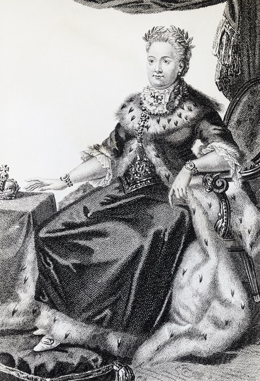 凯瑟琳二世，生于苏菲-弗里德里克-奥古斯特（1729-1796），俄罗斯皇后，雕刻品 作者 沃尔特·查尔斯·米尔斯