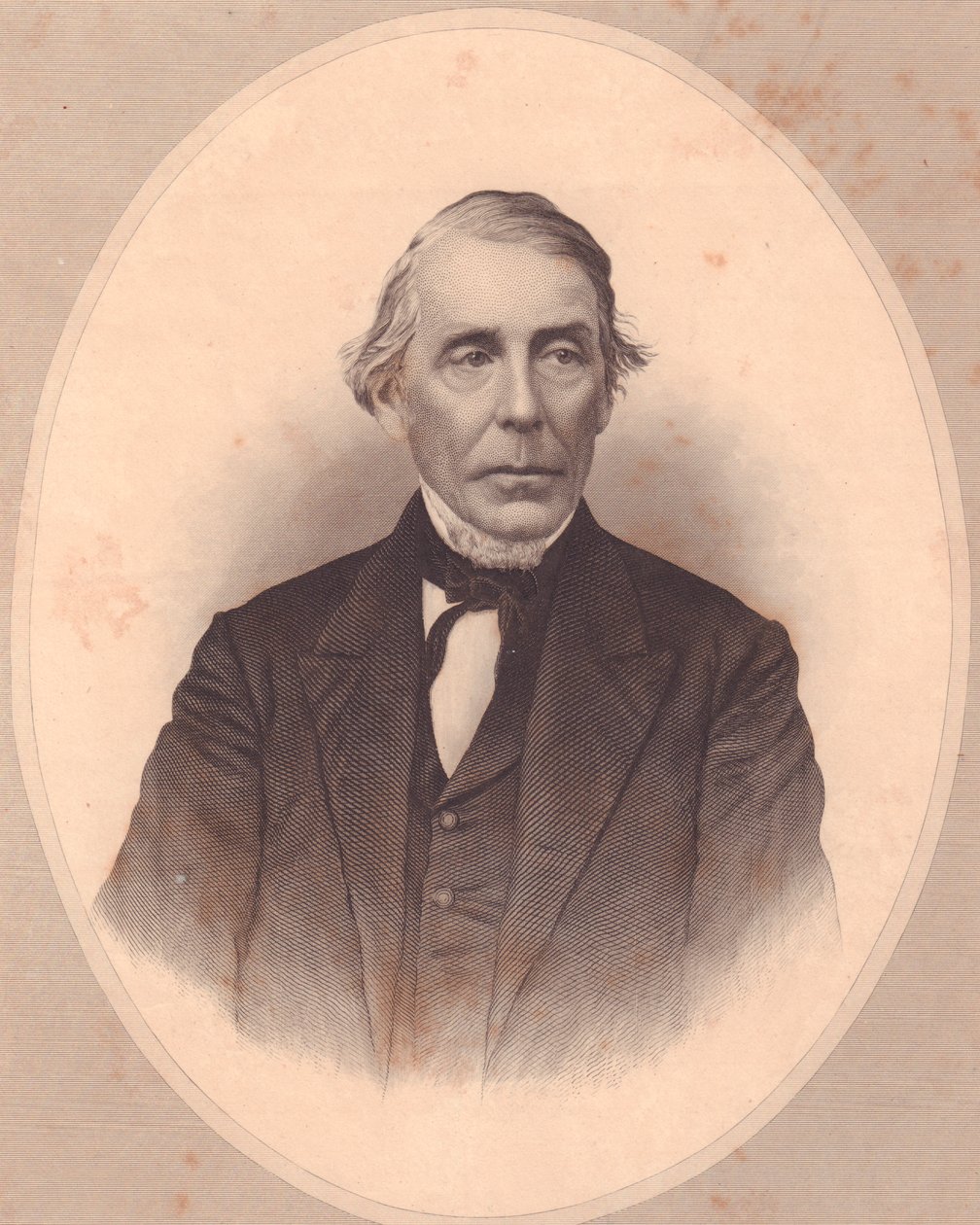 美国卫理公会牧师约翰-普莱斯-杜宾（1800-1876）的肖像，W-韦尔斯托德的雕刻作品，来自美国《女士储藏室》，约1870年。 作者 沃尔特·查尔斯·米尔斯