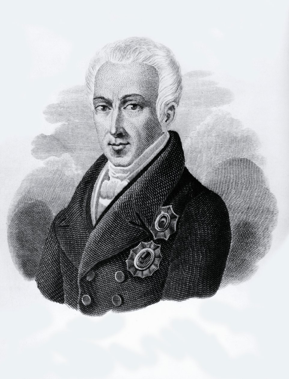 Ioannis Antonios Kapodistrias伯爵（1776-1831）的肖像，1828年至1831年的希腊共和国总统，雕版画 作者 沃尔特·查尔斯·米尔斯
