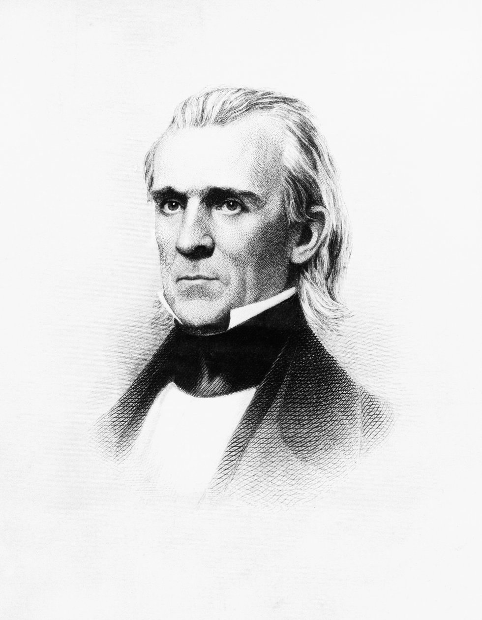 詹姆斯-诺克斯-波尔克（1795-1849）的肖像，美国律师和政治家，1845年至1849年担任美国第11任总统，马修-布雷迪（1822-1896）根据达盖尔照相术雕刻的。 作者 沃尔特·查尔斯·米尔斯