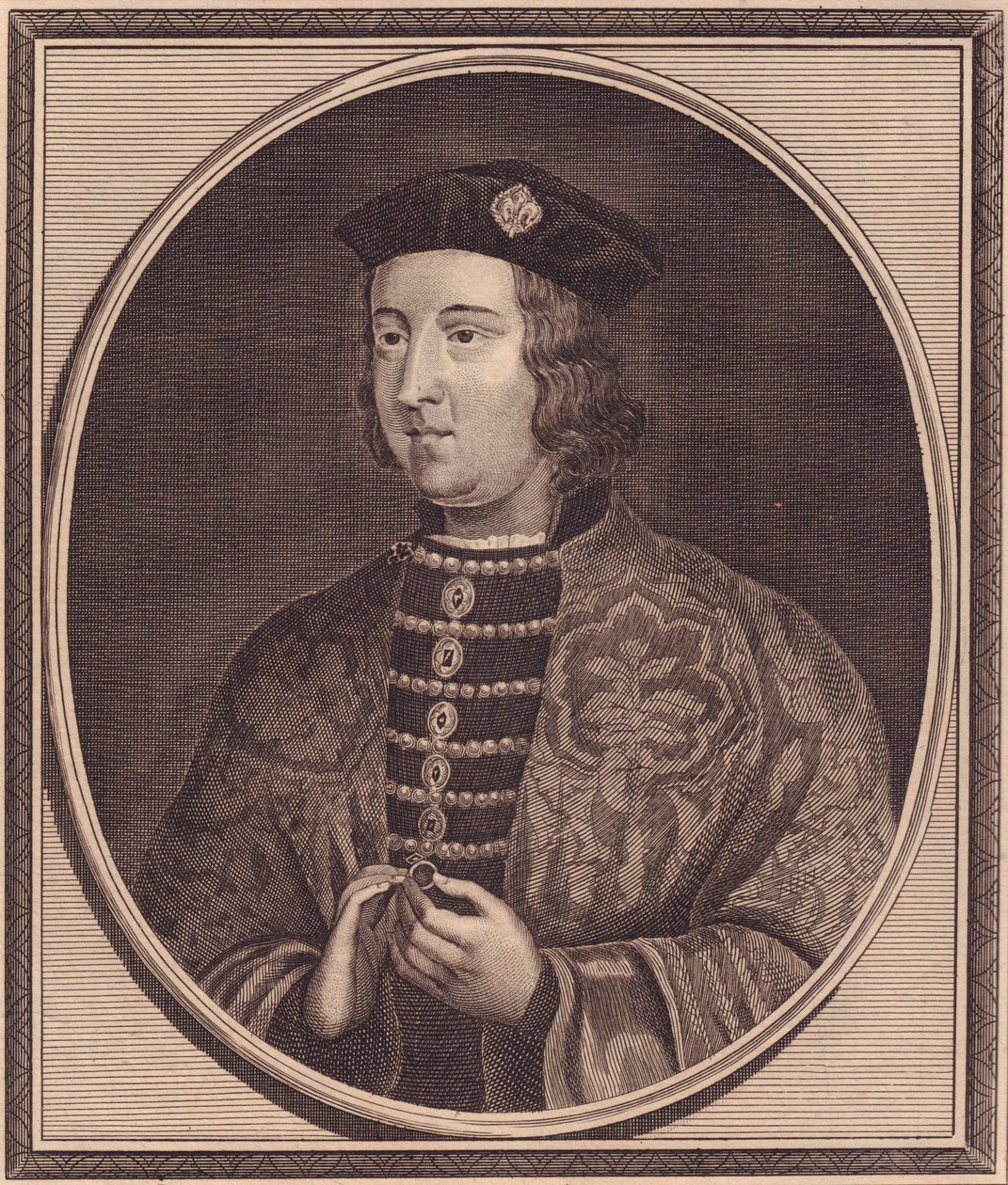 英格兰国王爱德华四世（1442-1483）的肖像，约翰-戈尔达（1729-1795）的铜版画。 作者 沃尔特·查尔斯·米尔斯