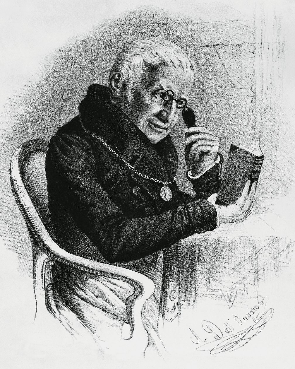 意大利医生和作家洛伦佐-朗多里尼（1752-1844）的画像，由安东尼奥-达尔翁加罗绘制 作者 沃尔特·查尔斯·米尔斯