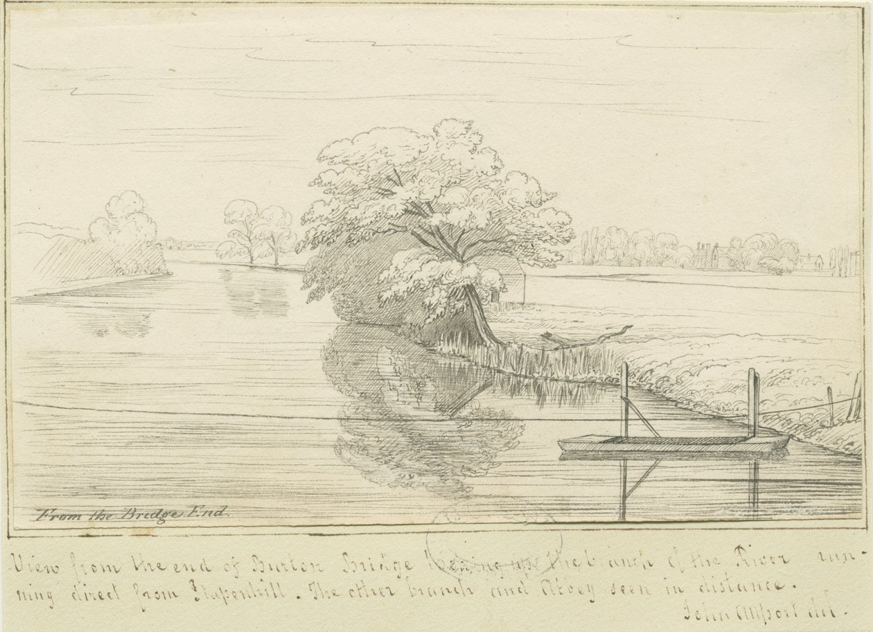 特伦特河畔伯顿--特伦特河：钢笔和墨水画，nd [1799-1854]（画）。 作者 约翰·奥尔波特