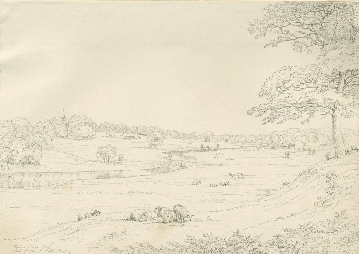 [Great] Barr Park：钢笔和墨水绘画，nd [19世纪初] 作者 约翰·奥尔波特