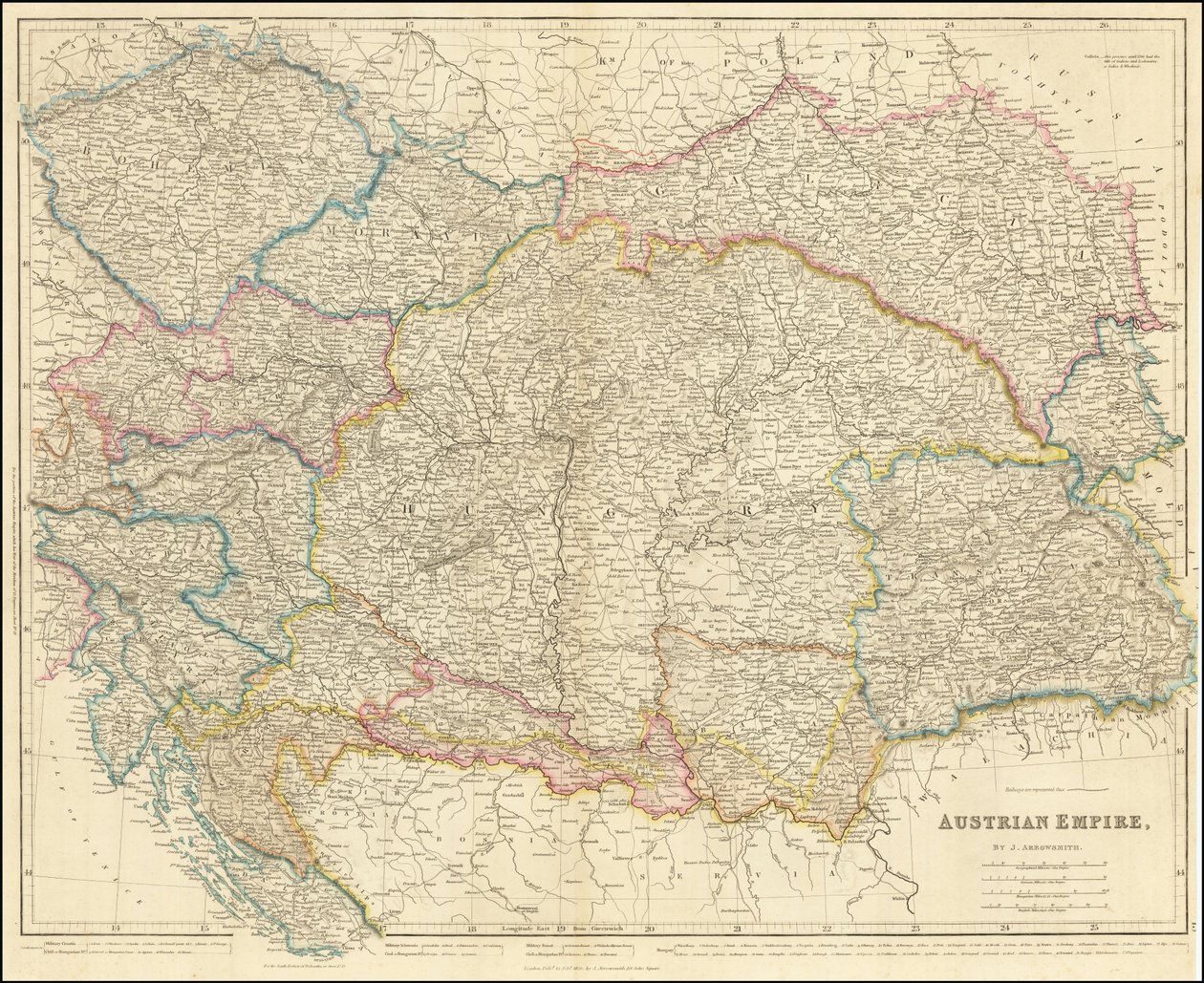 约翰-阿罗史密斯绘制的 1858 年奥地利帝国地图 作者 约翰·阿罗史密斯