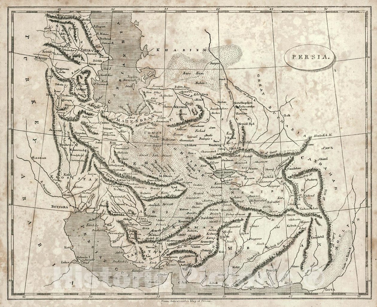 阿罗史密斯的波斯地图，1819 年 作者 约翰·阿罗史密斯