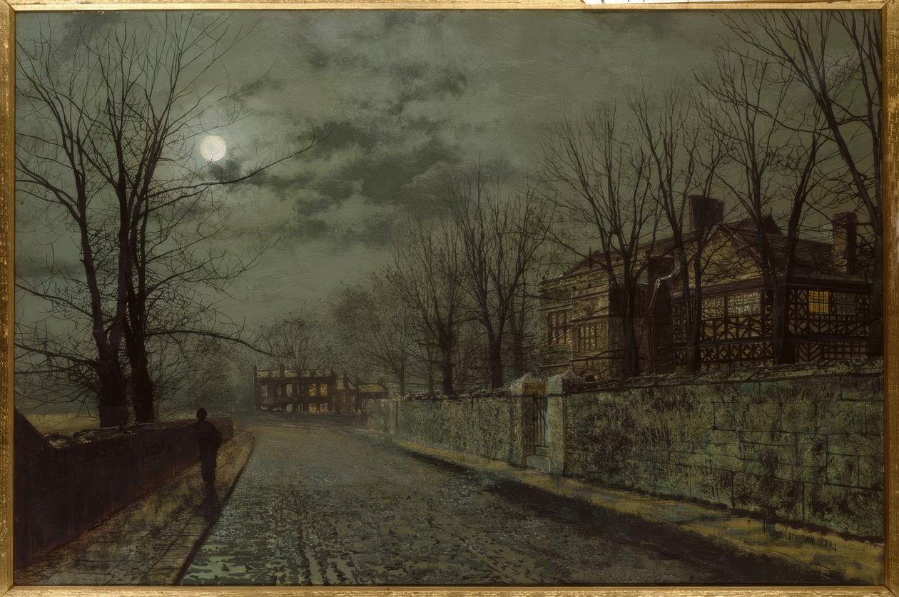 JAGrimshaw，柴郡路-绘画，1883年 作者 约翰·阿特金森·格里姆肖