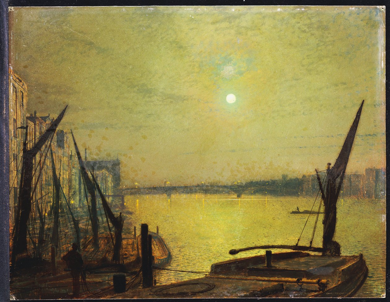 布莱克弗里亚尔之夜的南华克大桥，1881年 作者 约翰·阿特金森·格里姆肖