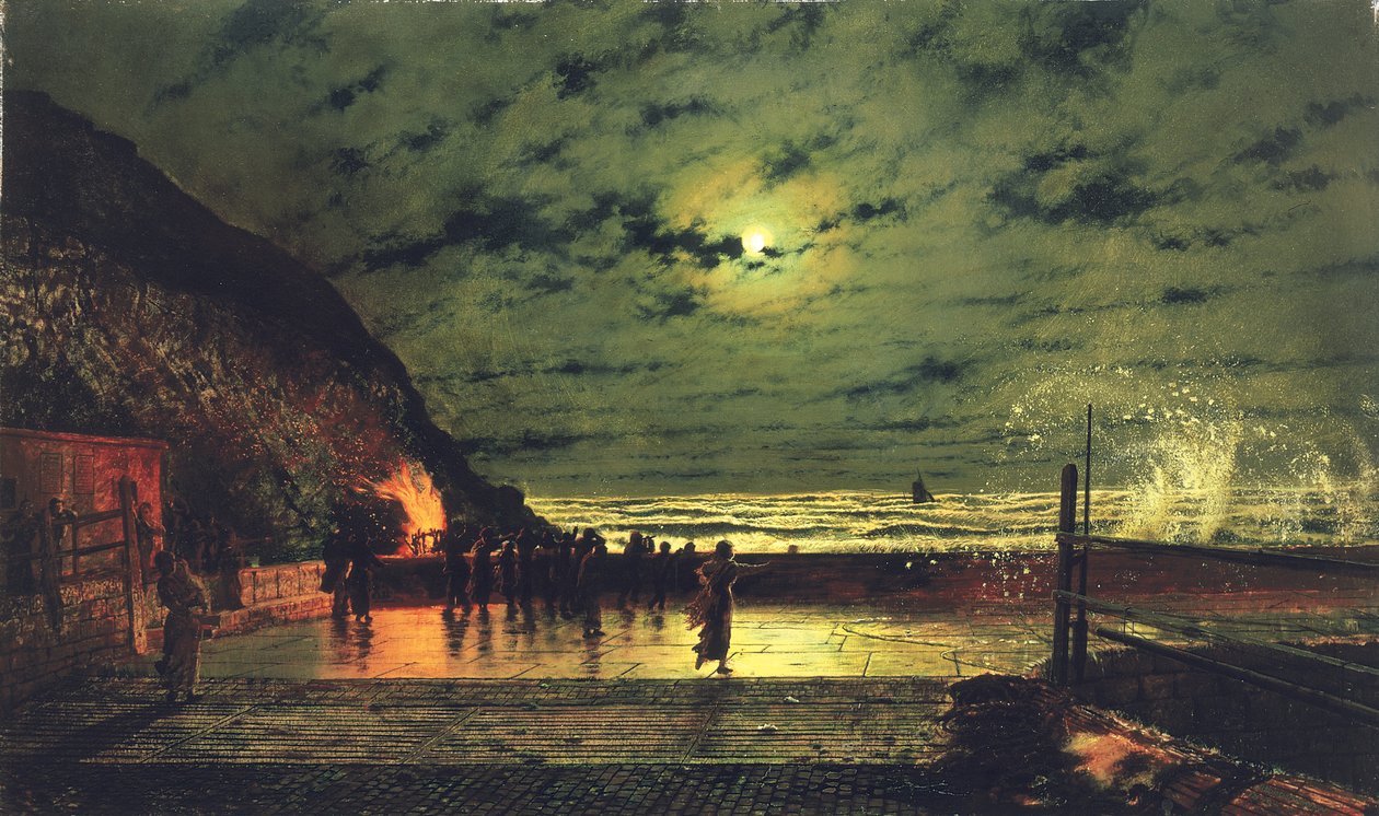 海港火光，1879年 作者 约翰·阿特金森·格里姆肖
