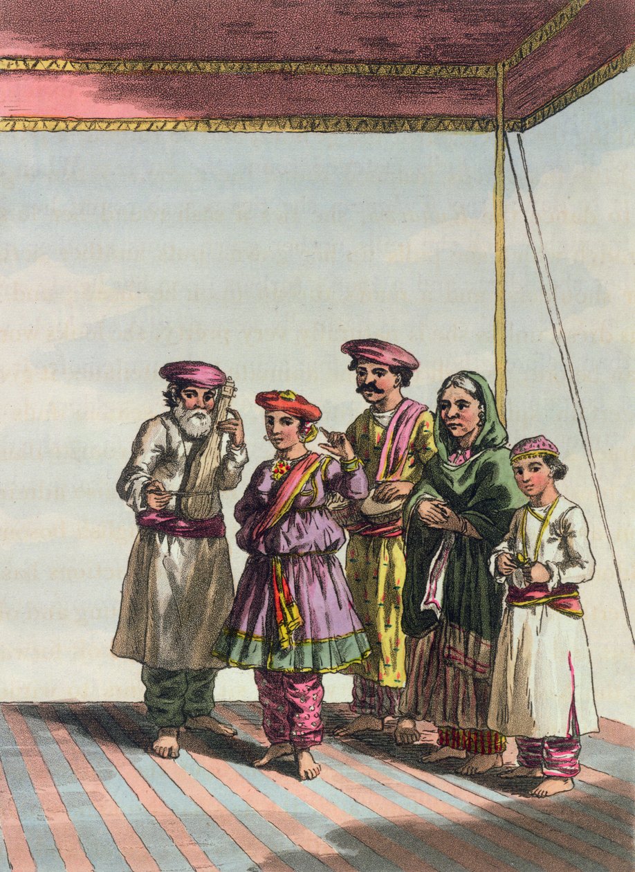 一个跳舞Kuharwa的女孩，来自&39;A Mahratta Camp&39;，1813年（彩色雕刻） 作者 约翰·奥古斯都·阿特金森