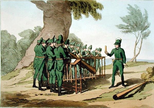 号角音乐，由艺术家蚀刻，1803年出版（彩色平印）。 作者 约翰·奥古斯都·阿特金森