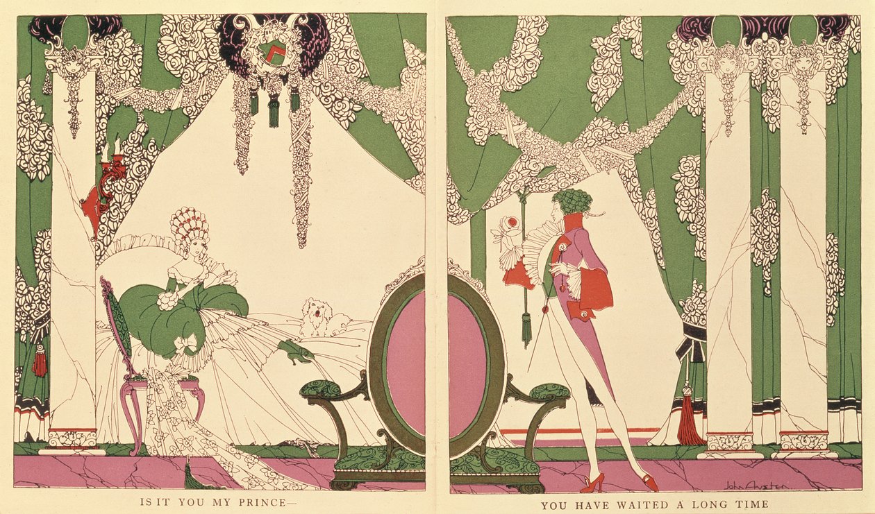 《睡美人》，查尔斯·佩罗（Charles Perrault，1628-1703）《逝去的故事》中的插图，1922 年（彩色平版印刷） 作者 约翰奥斯汀