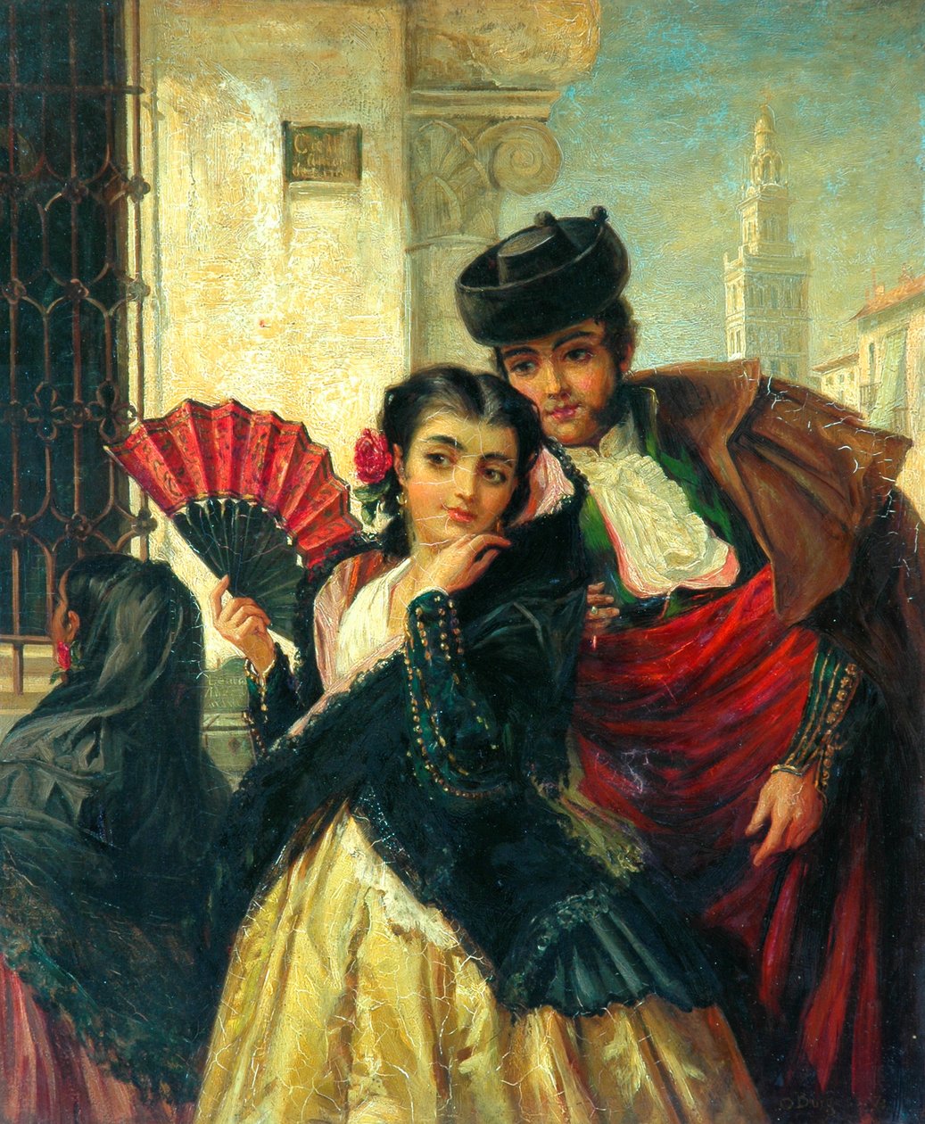 场景在西班牙，塞维利亚附近，c.1853 作者 约翰·巴格诺德·伯吉斯