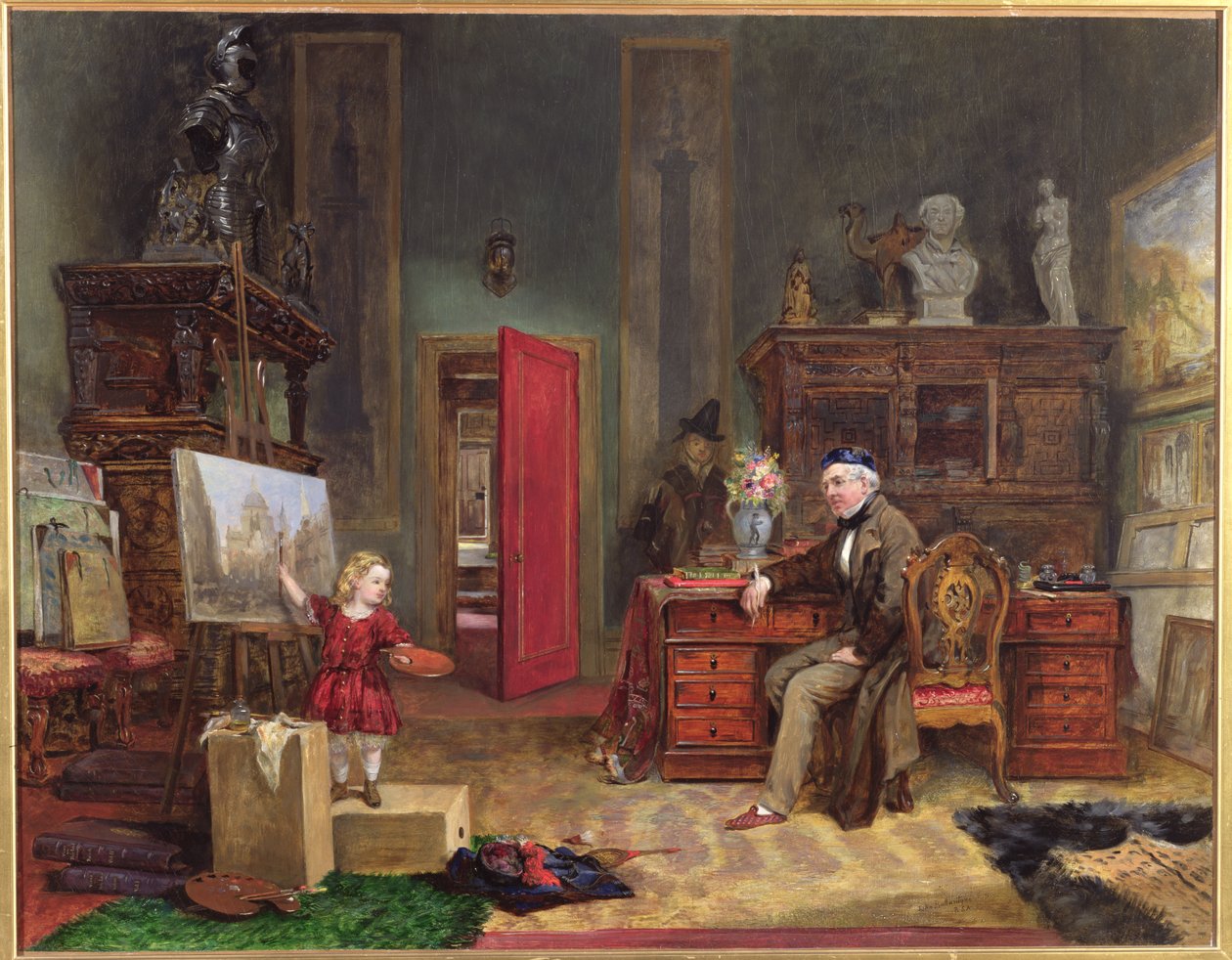 大卫罗伯茨（1796-1864）和他的孙女在他的工作室，c.1866 作者 约翰·巴兰坦