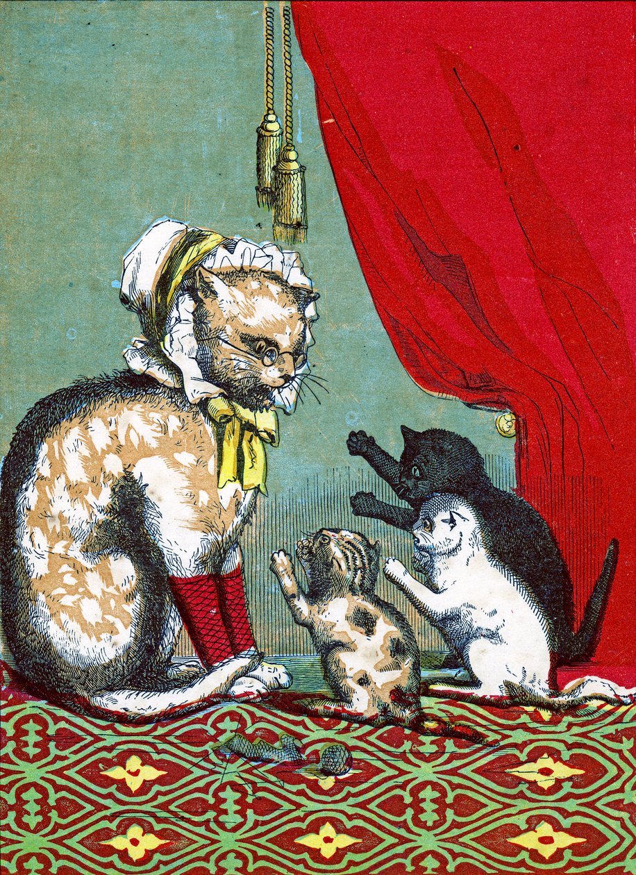 三只小小猫丢了手套，摘自1859年的《三只小小猫》 作者 约翰·巴兰坦