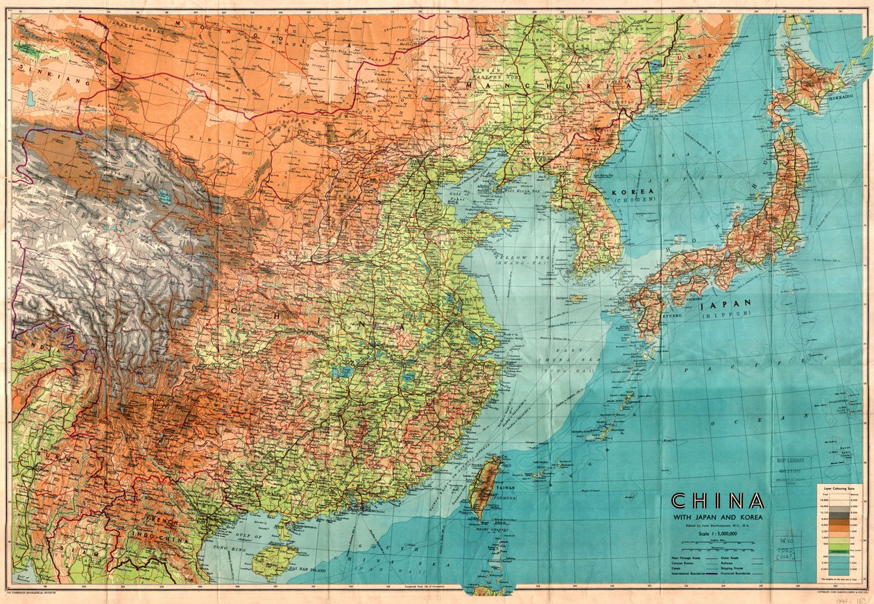 5,000,000  出版商约翰巴塞洛缪父子有限公司。 描述 通过阴影显示浮雕。 版权所有约翰·巴塞洛缪父子有限公司。 在左下角 作者 约翰·巴塞洛缪