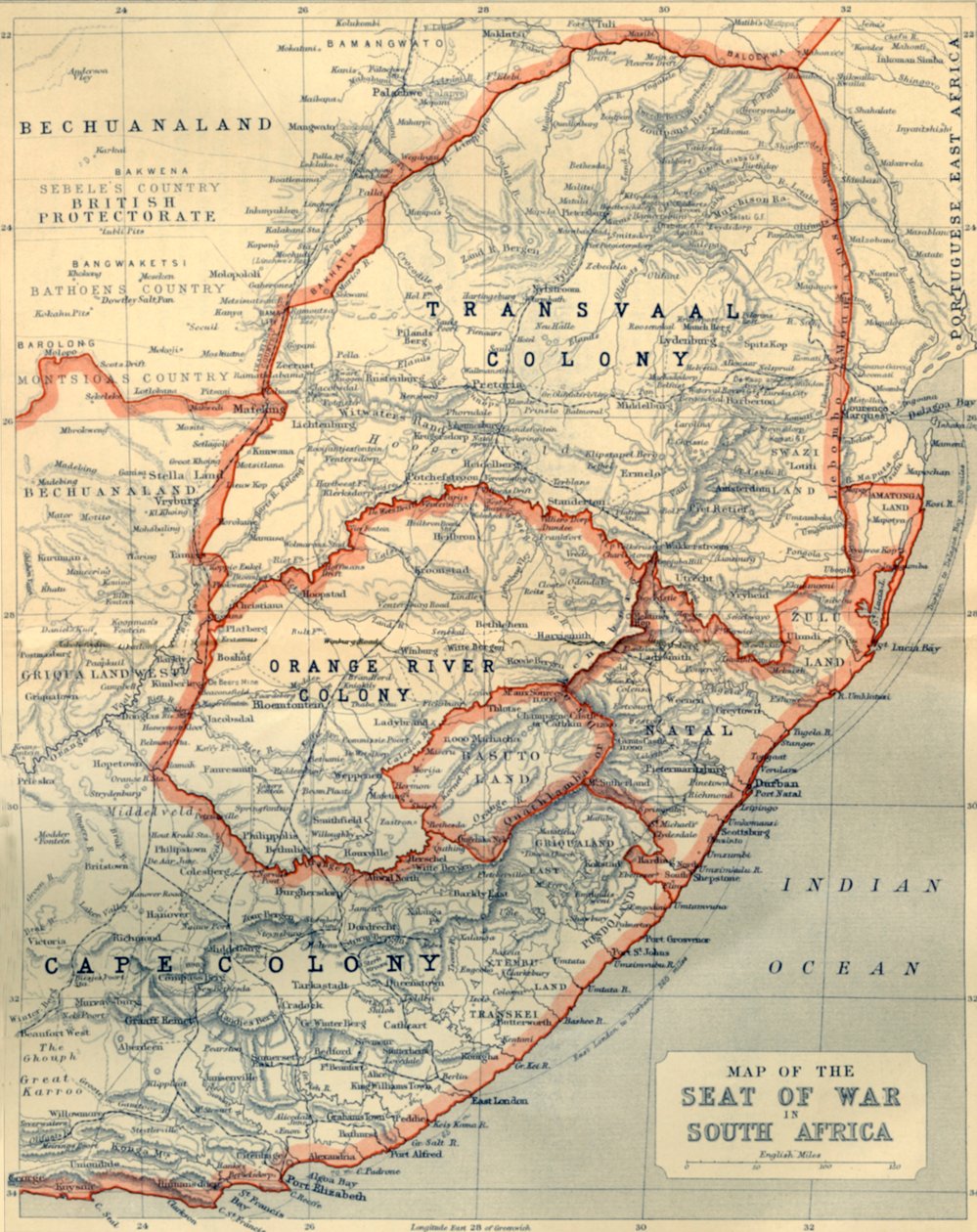 1901年南非战争所在地地图。 作者 约翰·巴塞洛缪