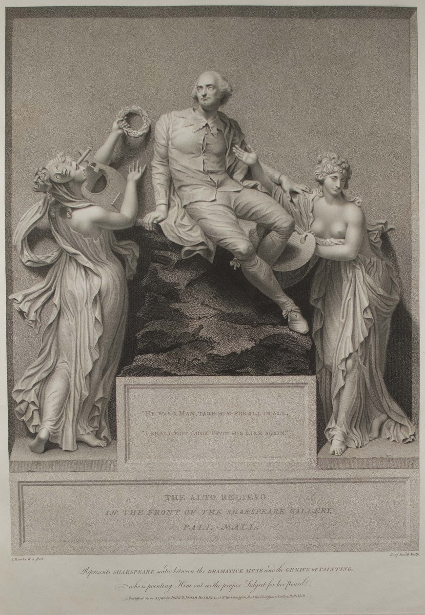 莎士比亚与文学的缪斯和绘画的天才，1803年 作者 约翰·博德尔
