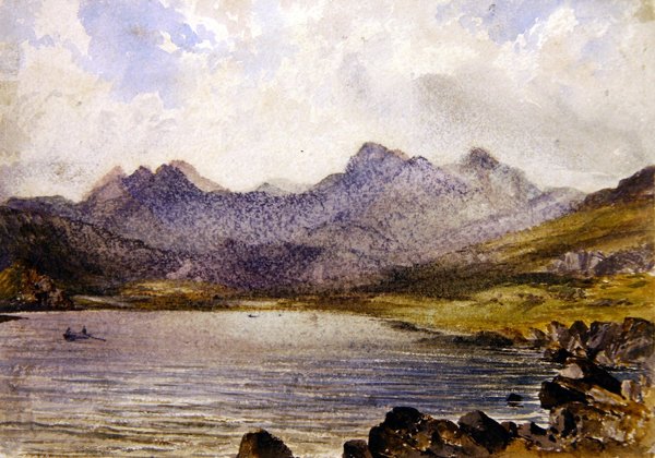 威尔士Llyn Crafrant附近（纸上水彩画） 作者 约翰·布雷特