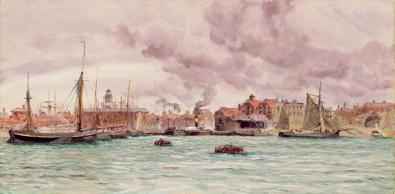 朴次茅斯港，1884年 作者 约翰·布雷特