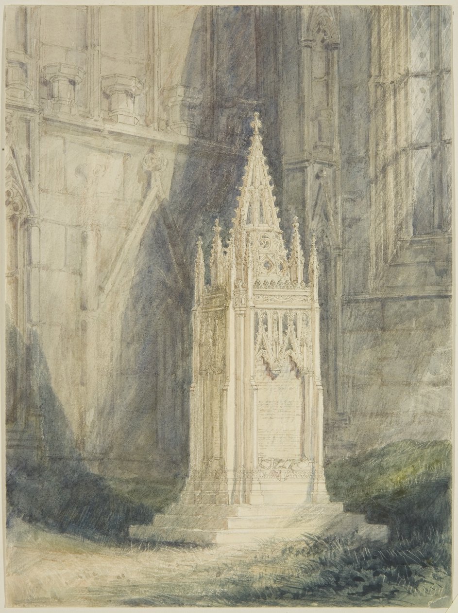 Design for Chatterton Cenotaph in St Mary Redcliffe Church (watercolor & bodycolour over pencil, with chalk & scratching out, on paper) 作者 约翰·布里顿