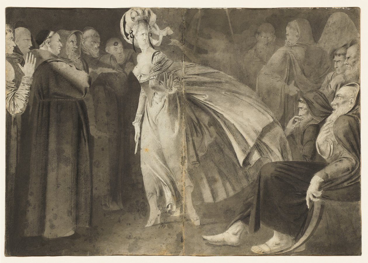 站立在男修道士直肠的妇女，c。 1770-1775年。 作者 约翰·布朗