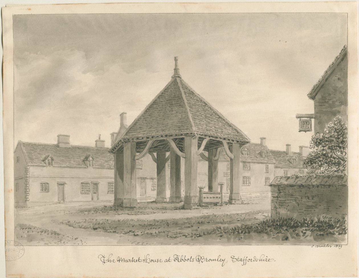 Abbots Bromley-集市和股票：棕褐色绘图，1839年 作者 约翰·巴克勒