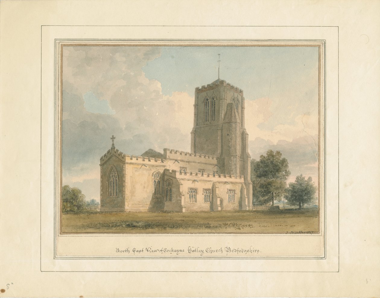 贝德福德郡-科凯恩·哈特利教堂（Cockayne Hatley Church），1817年 作者 约翰·巴克勒