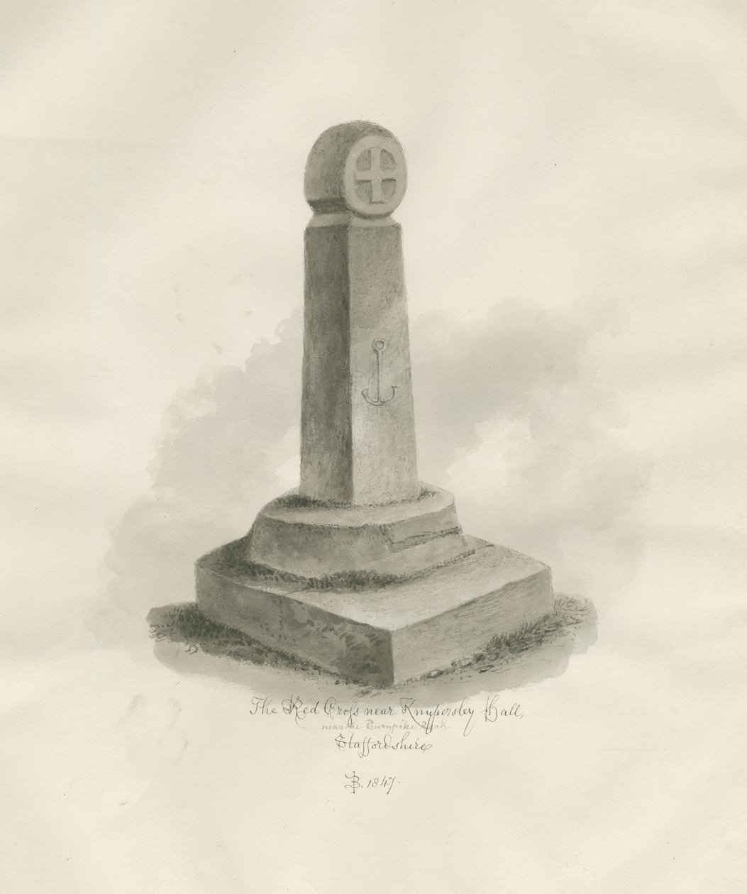Biddulph-“红十字会”：棕褐色素描，1847年 作者 约翰·巴克勒