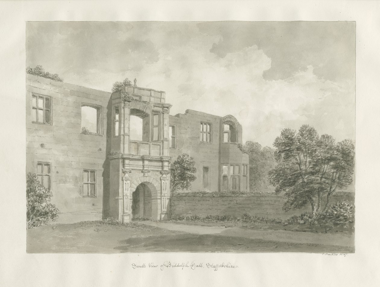 Biddulph Hall (old) : sepia drawing 作者 约翰·巴克勒