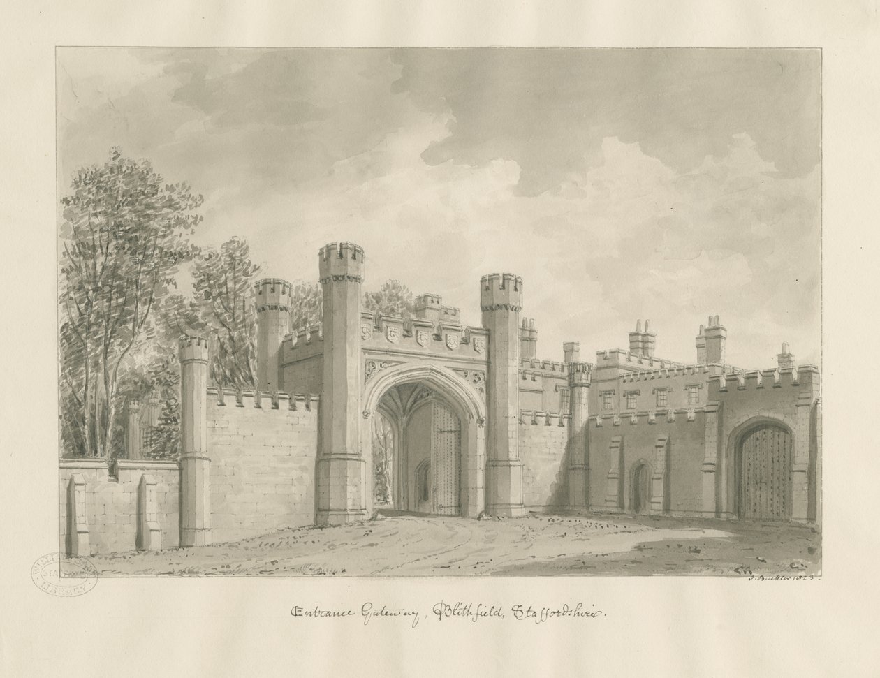 Blithfield Hall: sepia drawing 作者 约翰·巴克勒