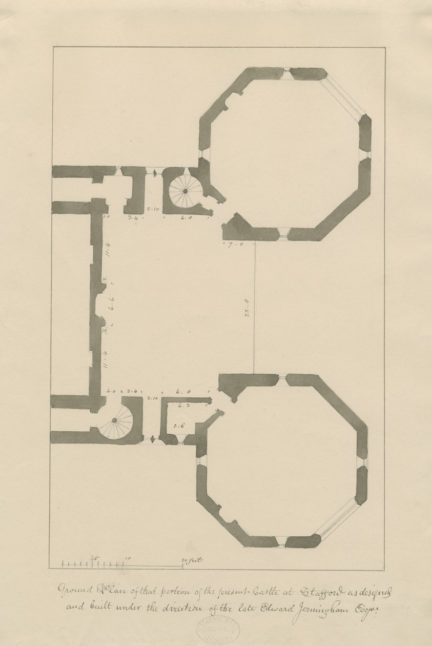 Castle Church - Stafford Castle: pencil and wash, nd [?19th cent] (drawing) 作者 约翰·巴克勒