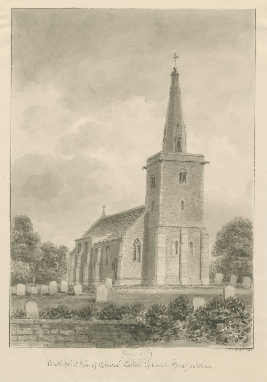 Church Eaton Church: sepia drawing 作者 约翰·巴克勒