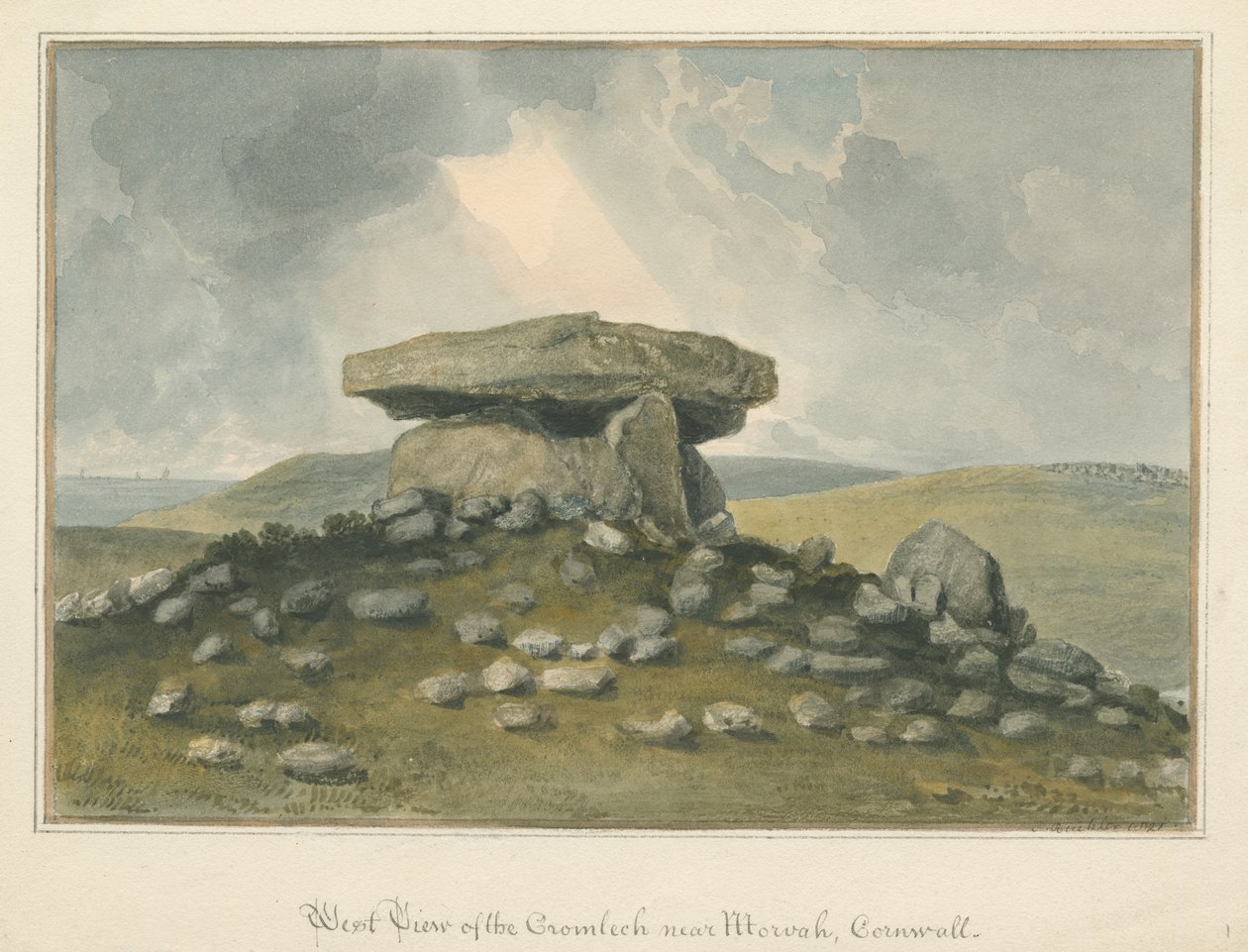 康沃尔-莫尔瓦-“ The Cromlech”，1821年 作者 约翰·巴克勒