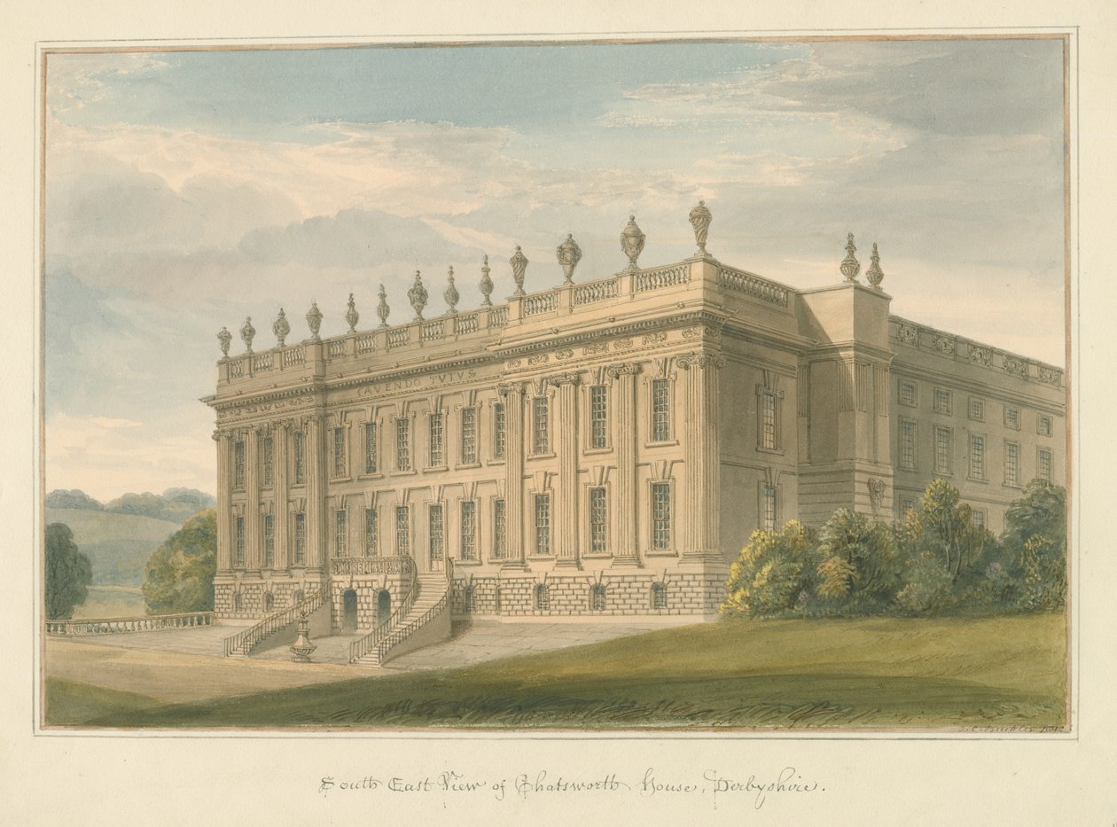 德比郡-Chatsworth Hall，1812年 作者 约翰·巴克勒