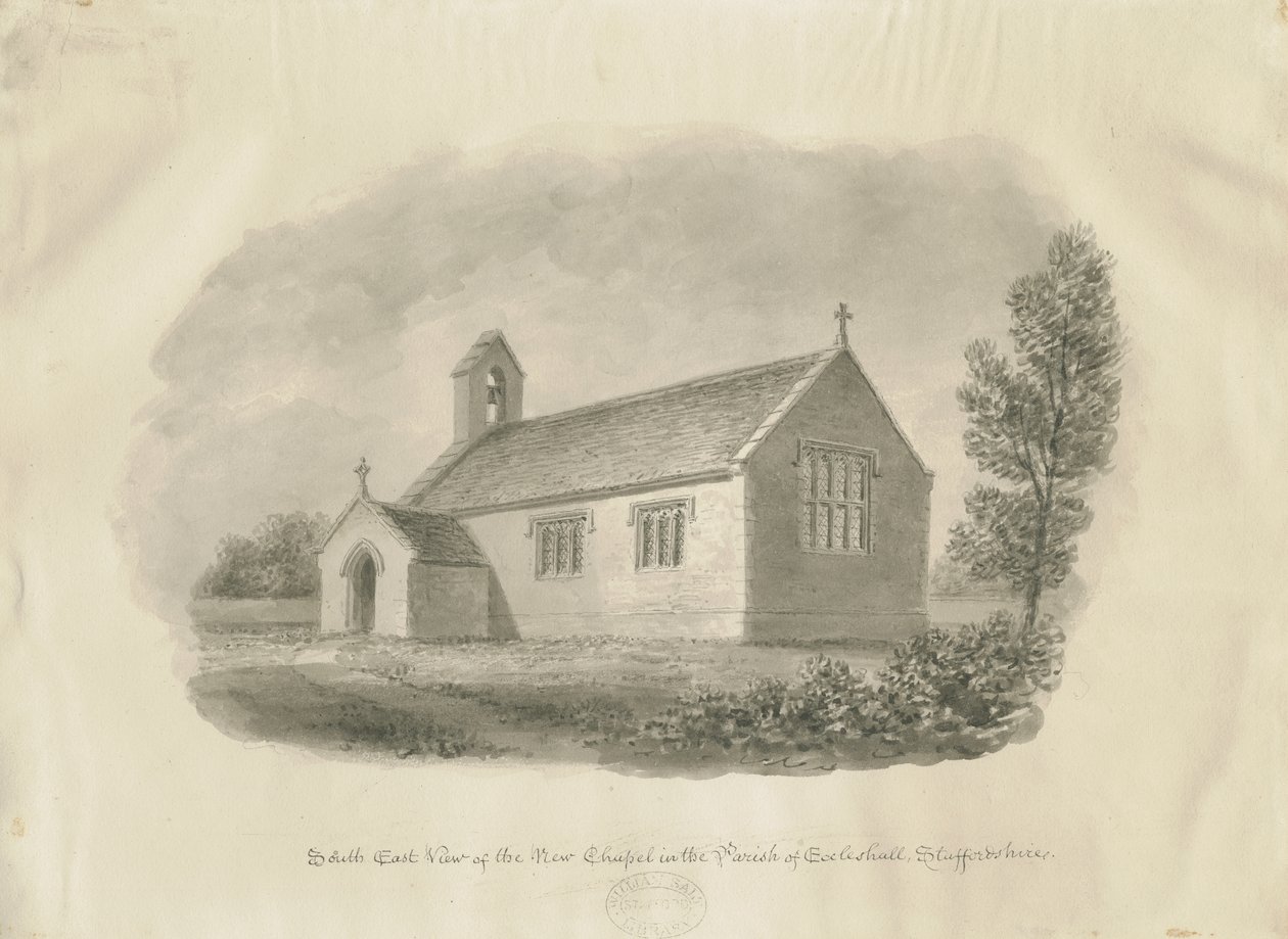 Eccleshall - Cotes Heath Chapel：棕褐色图画，nd [c 1843]（图画）。 作者 约翰·巴克勒