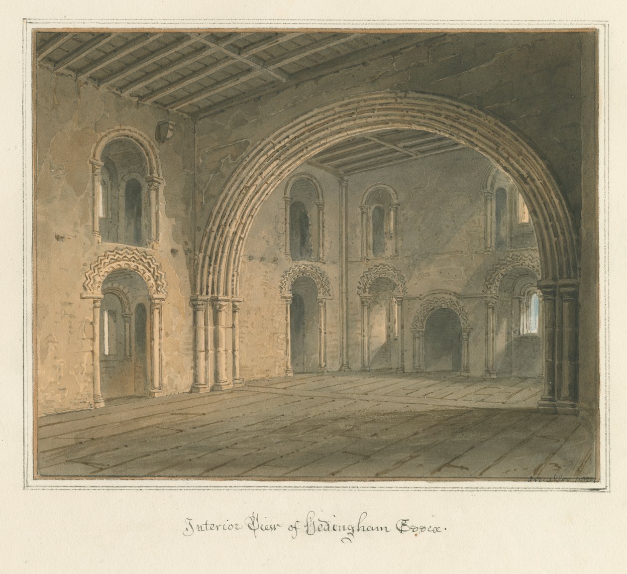 埃塞克斯（Essex）-Hedingham [城堡]-室内，1827年 作者 约翰·巴克勒