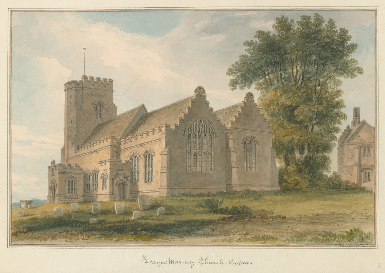 艾塞克斯-马尼教堂（Layer Marney Church），1825年 作者 约翰·巴克勒