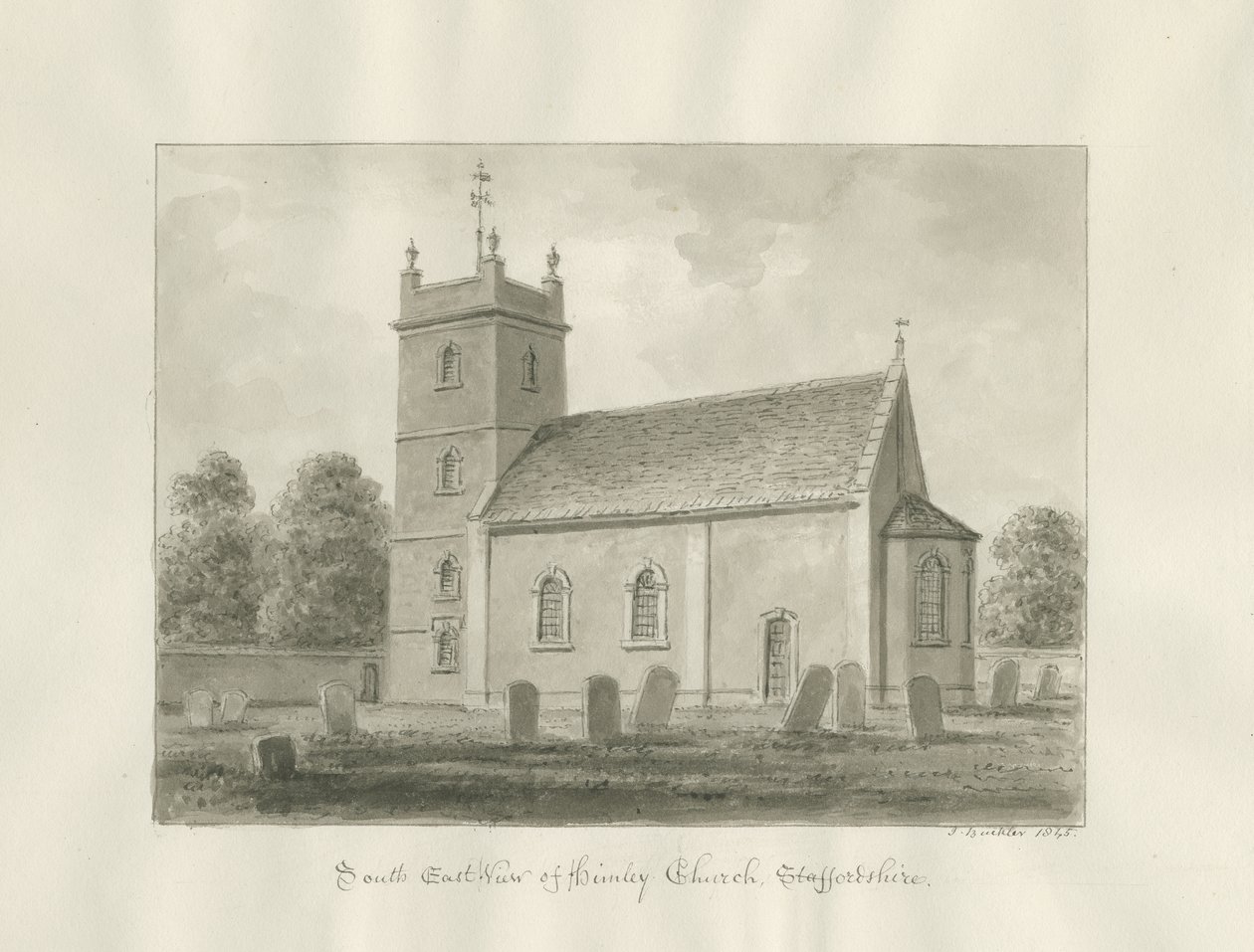 Himley Church: sepia drawing 作者 约翰·巴克勒
