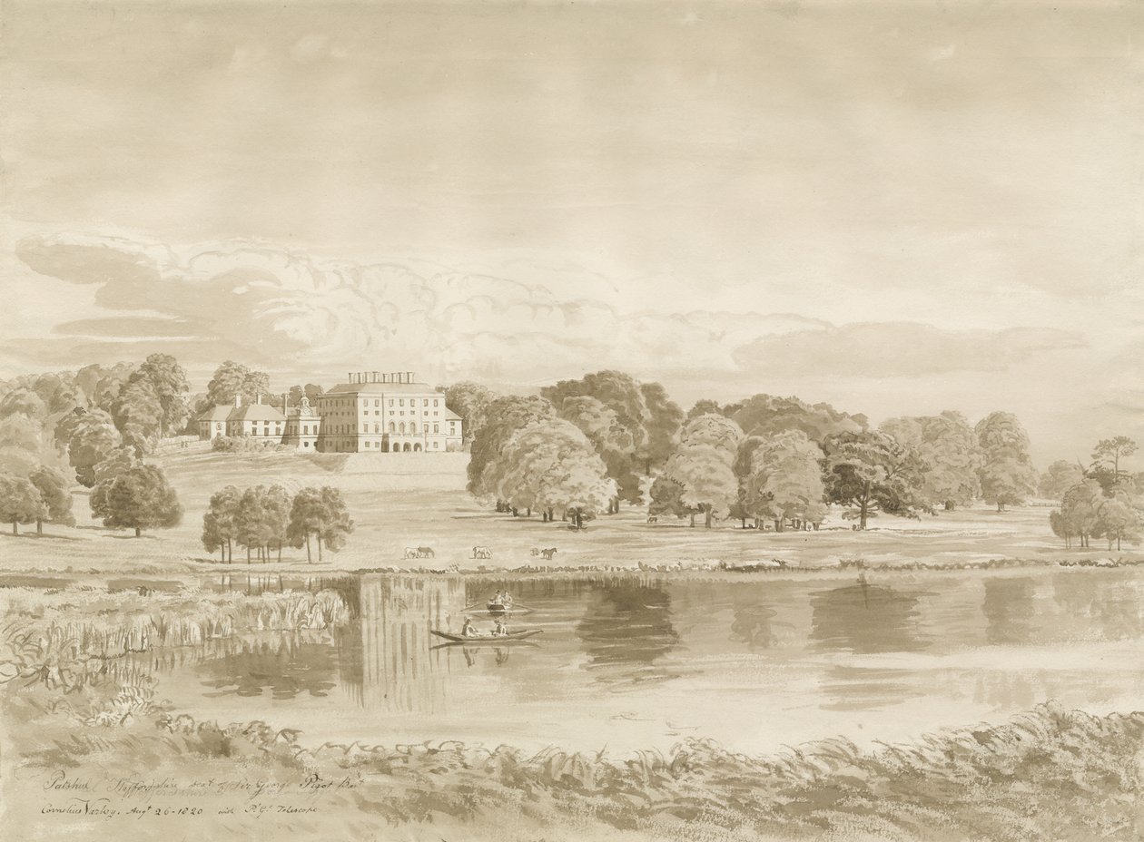 Patshull House：棕褐色水墨画，1820年8月26日 作者 约翰·巴克勒