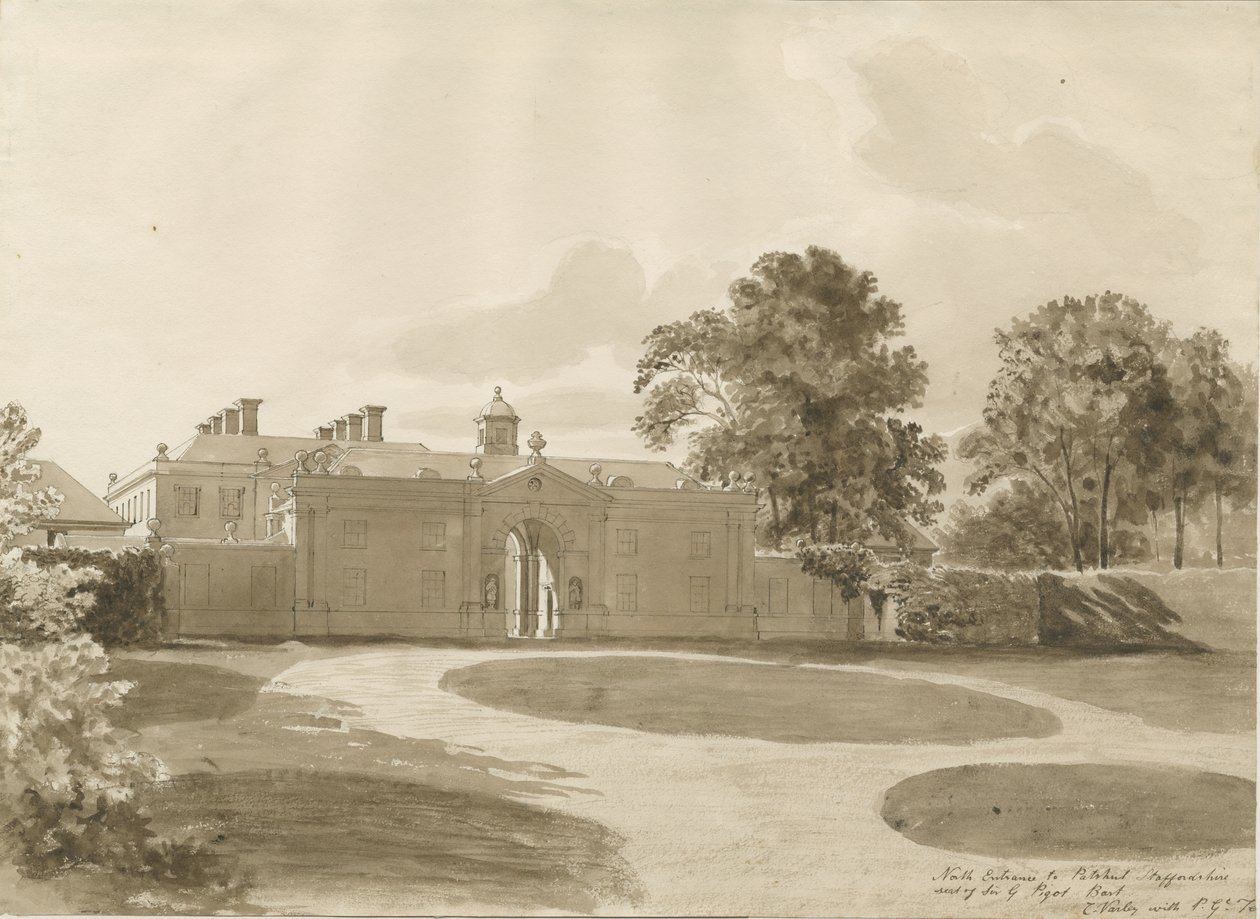 Patshull House：棕褐色水洗图，nd [1820] 作者 约翰·巴克勒