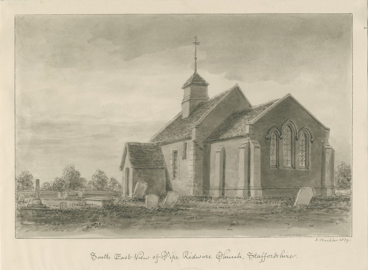 Pipe Ridware Church：棕褐色绘图 作者 约翰·巴克勒