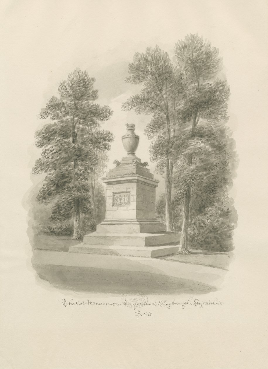 Shugborough - Cat Monument: sepia drawing 作者 约翰·巴克勒