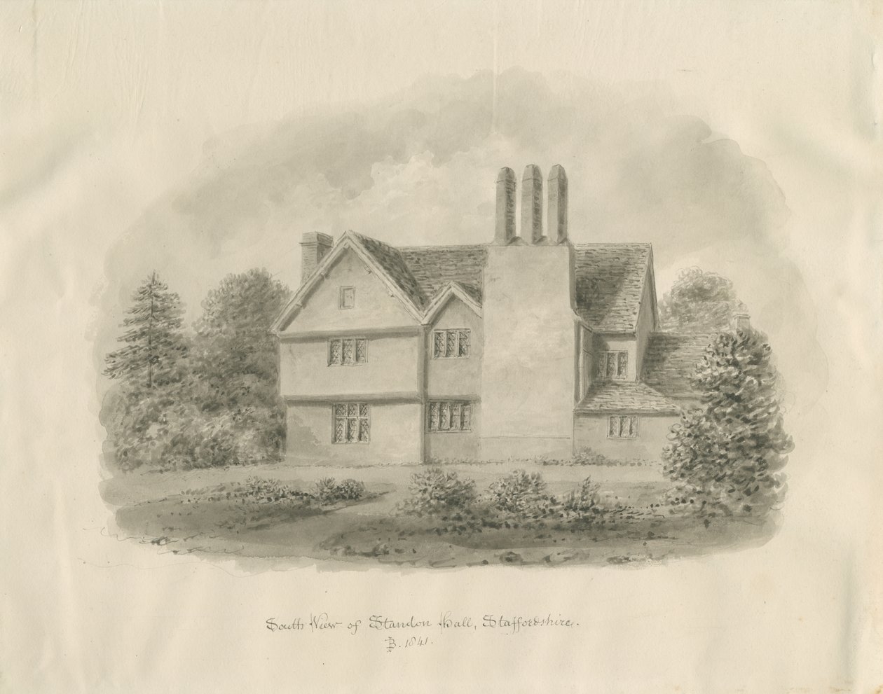 Standon Hall: sepia drawing 作者 约翰·巴克勒