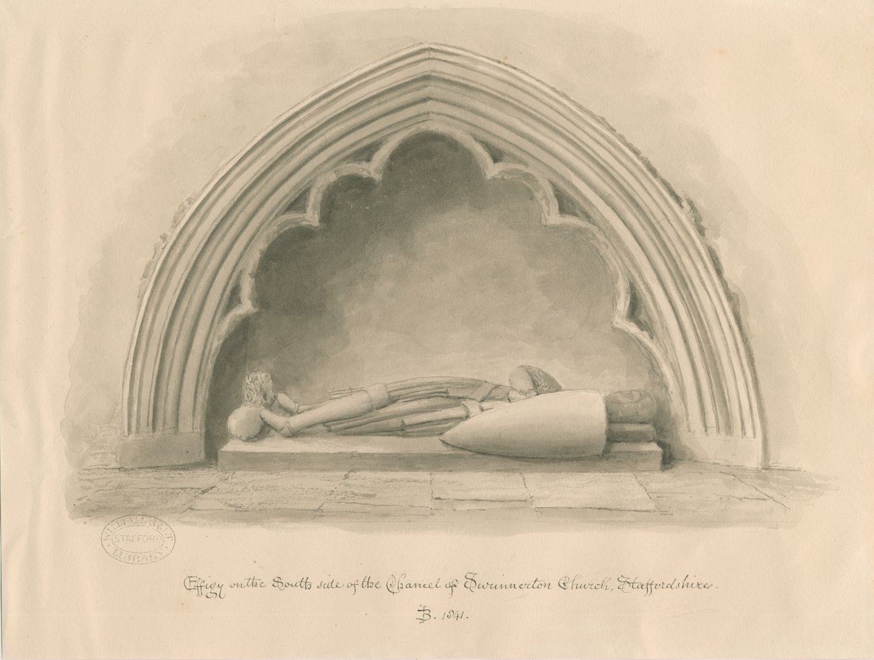 斯威纳顿教堂-肖像：棕褐色水墨画，1841年 作者 约翰·巴克勒