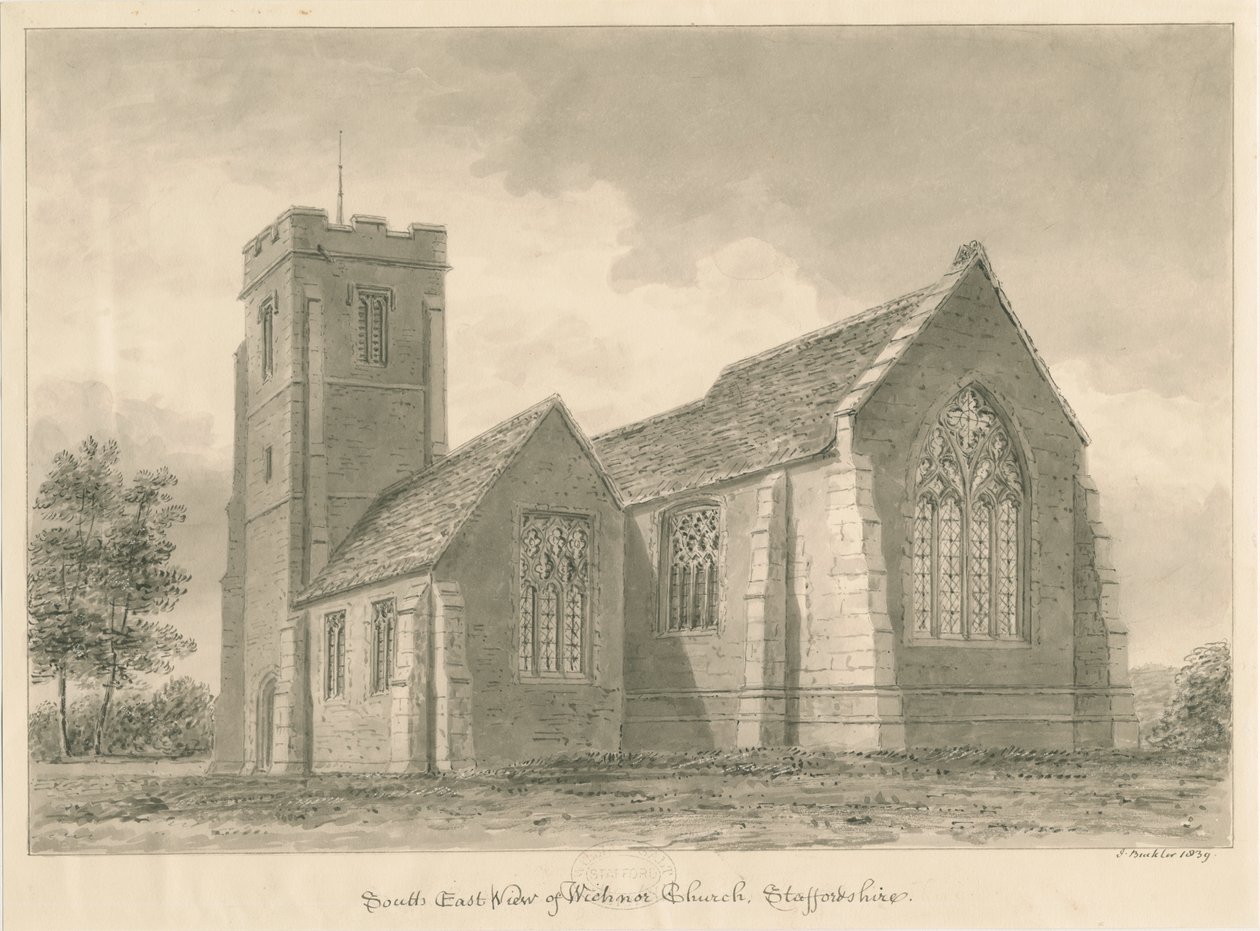 Wichnor Church: sepia drawing 作者 约翰·巴克勒